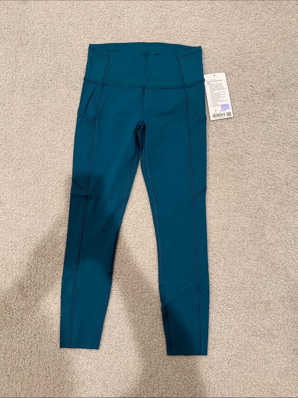 lululemon athletica fast and free HR 25” Teal Performance Leggings